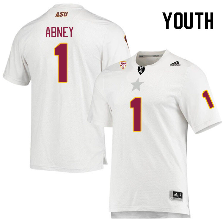 Youth #1 Keith Abney Arizona State Sun Devils College Football Jerseys Stitched Sale-White
